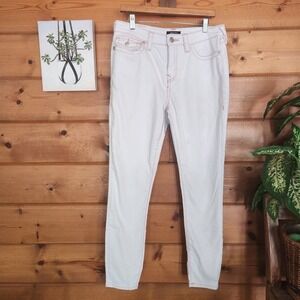 True Religion Jennie Curvy Mid Rise Super Skinny White Jeans Flap Big T Size 32